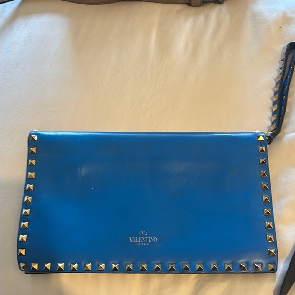 Valentino Azure Clutch with Gold Studs